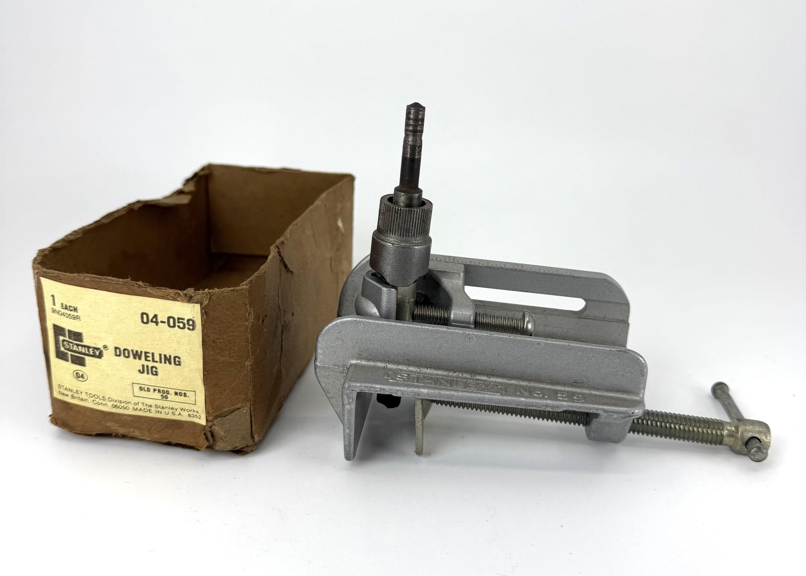 Vintage Stanley No. 59 Doweling Jig 04-059 Aluminum Woodworking Tool Silver USA