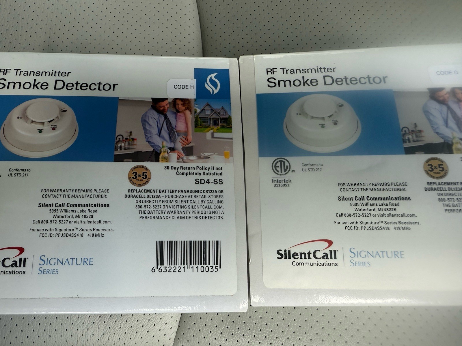 2 SILENTCALL SIGNATURE SERIES SMOKE DETECTOR 418 MHZ WITH TRANSMITTER SD4-SS NEW