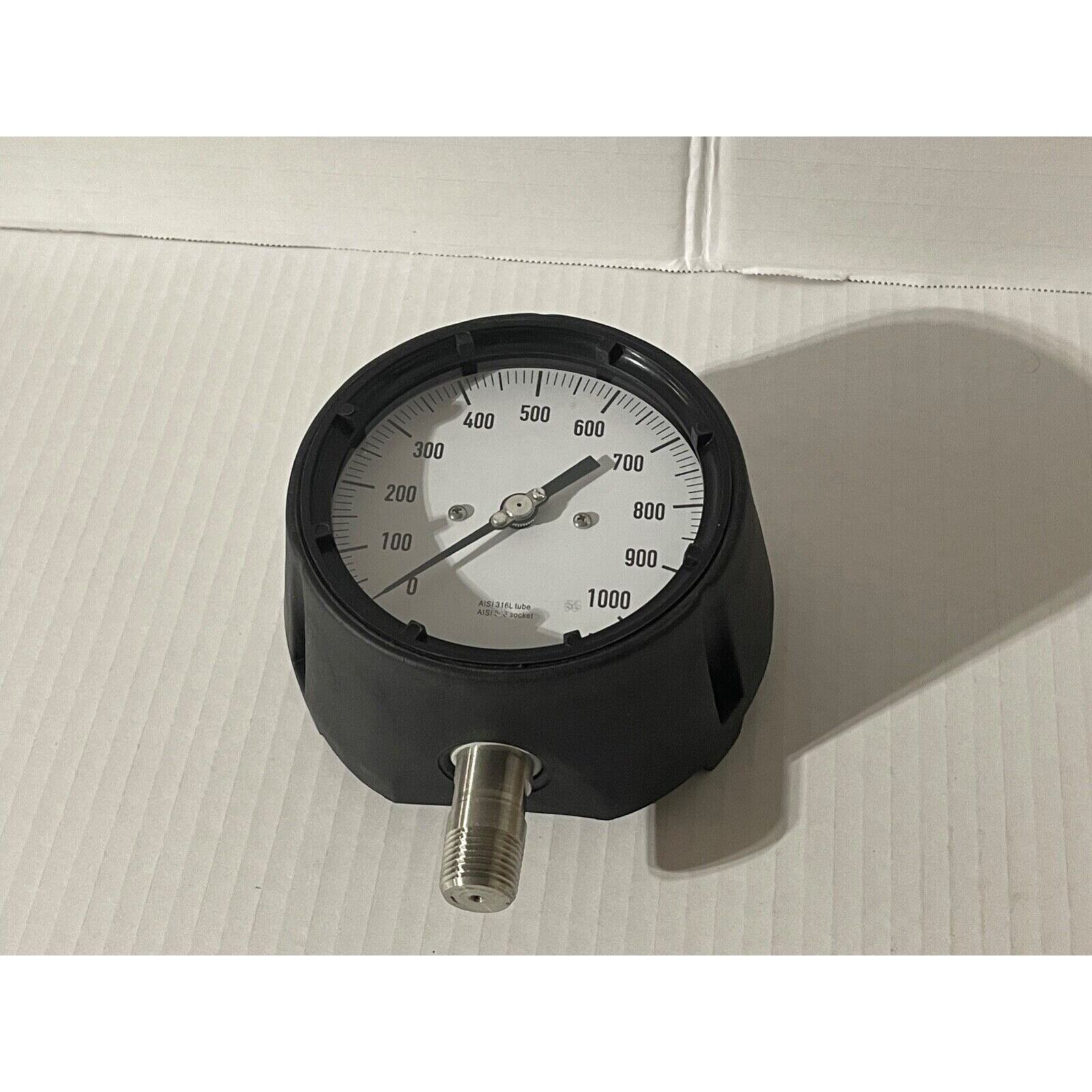 Zoro Select Pressure Gauge, 0 to 1000 psi, 1/2 in MNPT, Plastic, Black 36JV22