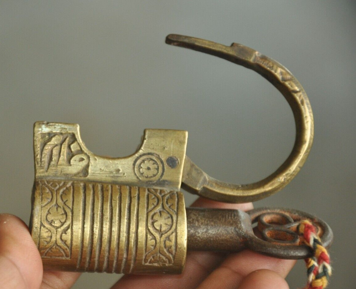 4 Pc Vintage Brass & Iron Handcrafted Different Small Unique Screw Padlocks