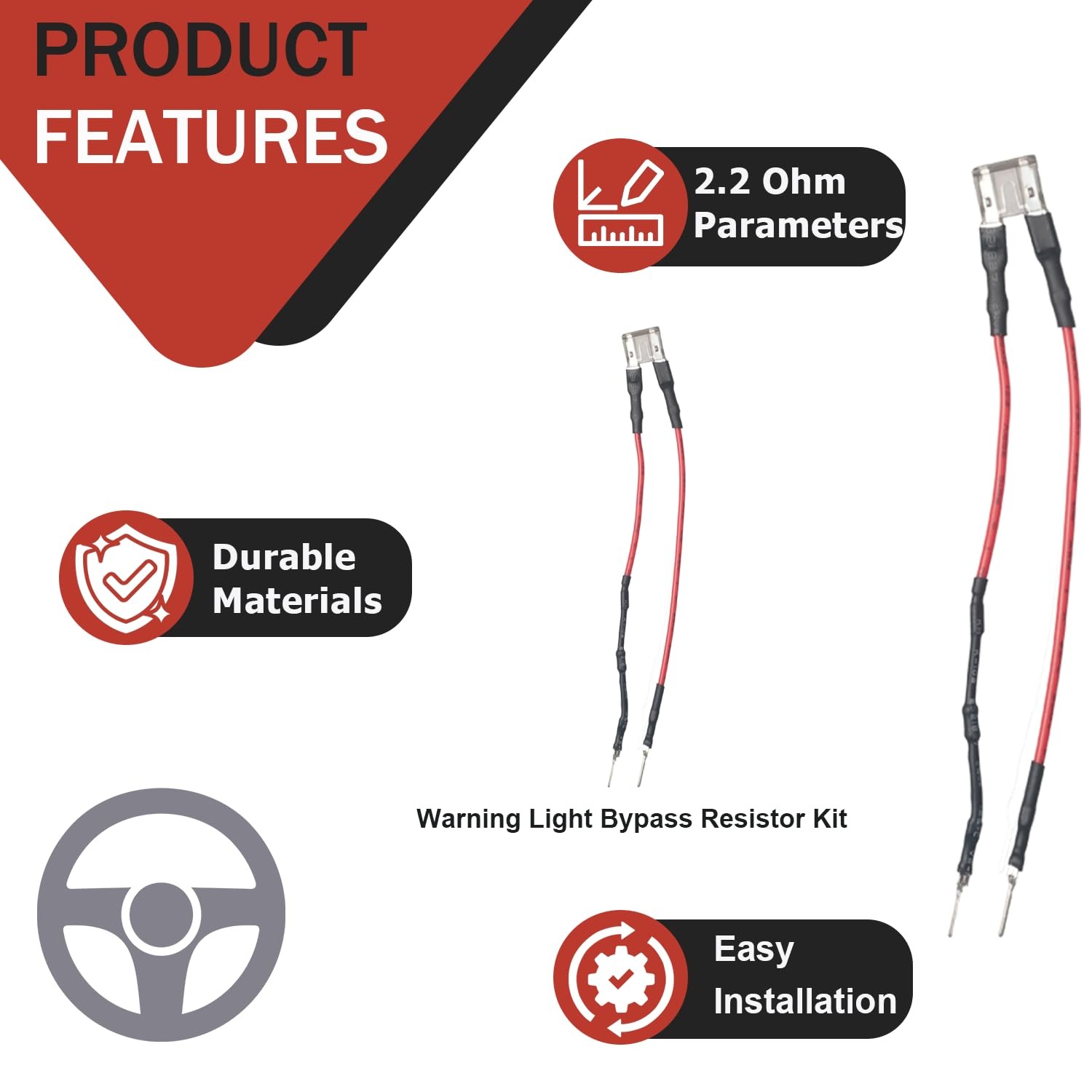 POERTYUI 2 pcs Steering Wheel SRS Warning Light Bypass Resistor Kit,...