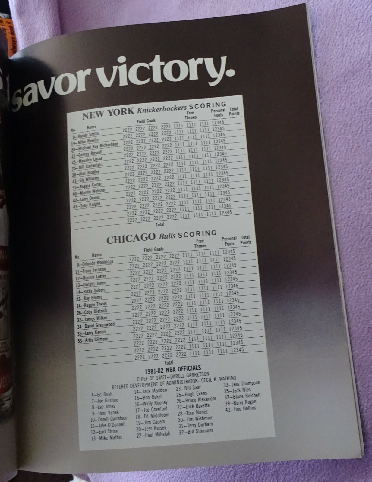 January 23 1982 New York Knicks Program Magazine MIKE NEWLIN vs Chicago Bulls
