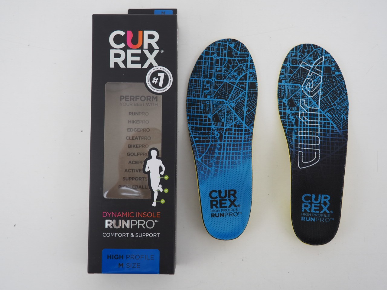 New! Currex RunPro Insoles High Profile Size Medium US Men's 7-8.5 / US-W 8.5-10