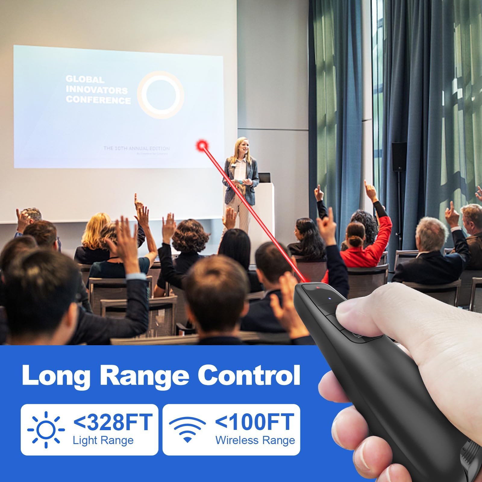 Presentation Clicker with Case Storage: Wireless Presenter Remote: Red Laser ...