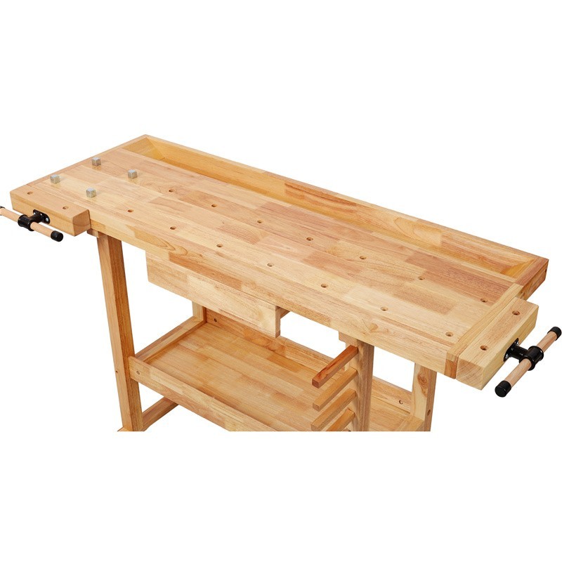 55" Workbench w/ Adjustable Handle 300LBS Load Rubber Wood Work Table for Garage