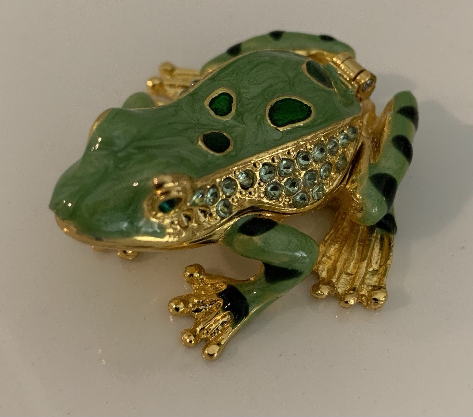 Sparkling FROG HINGED BOX, Crystal Accents, NEW