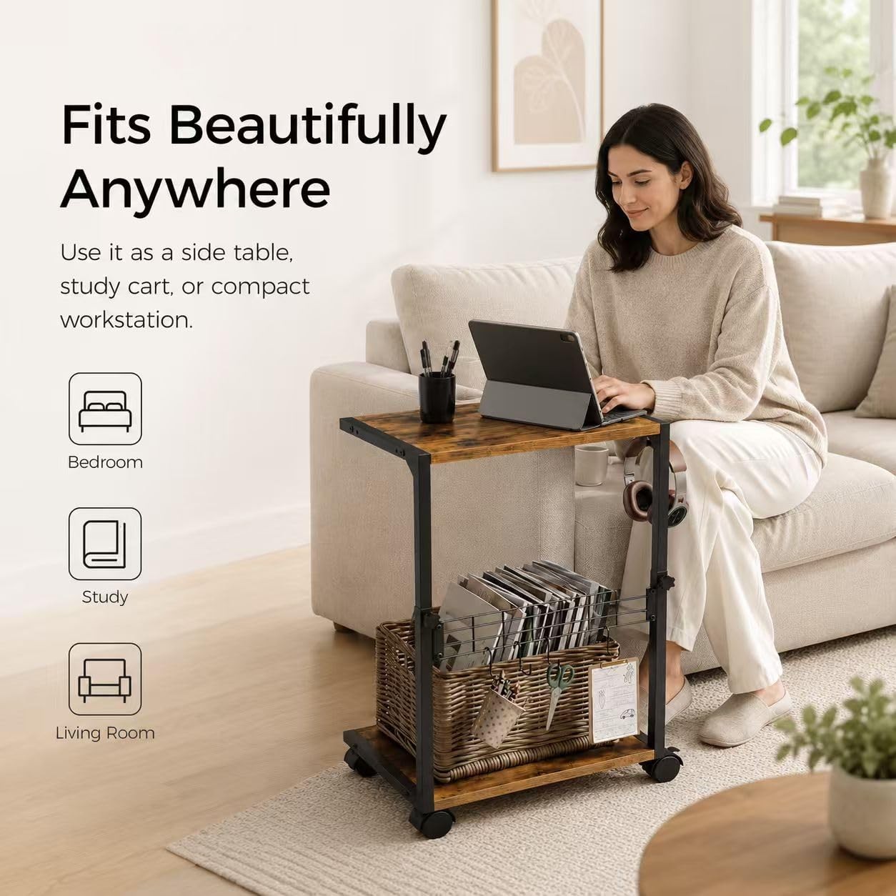 PC Stand with Charging Station, Height Adjustable Computer Tower Stand, 19.7"-31