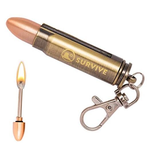 Permanent Match Bullet Metal Keychain Fire Starter Lighter | Quick Clip