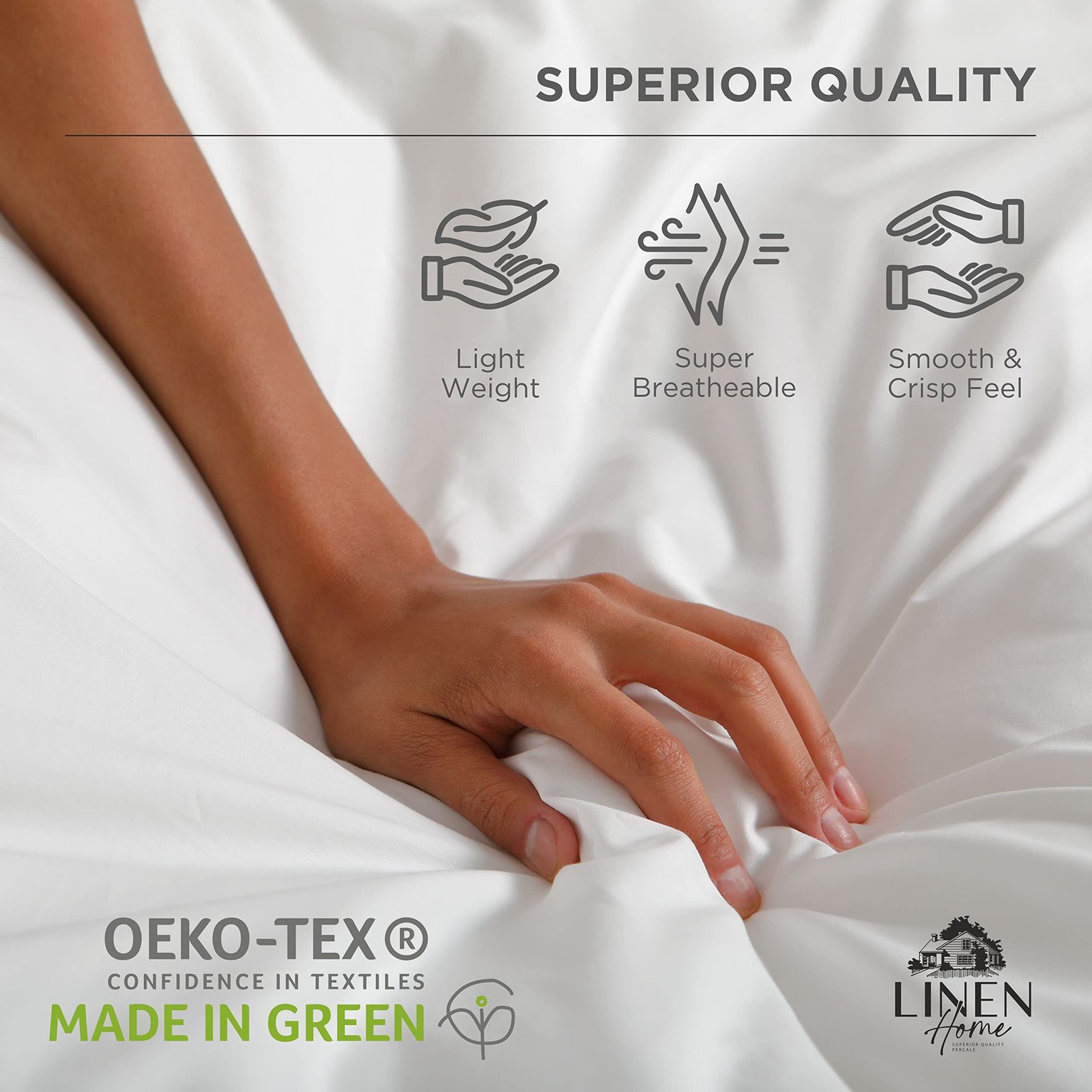 Linen Home 100 Cotton Percale Sheets Full Size, White, Deep Pocket, 4 Pieces ...