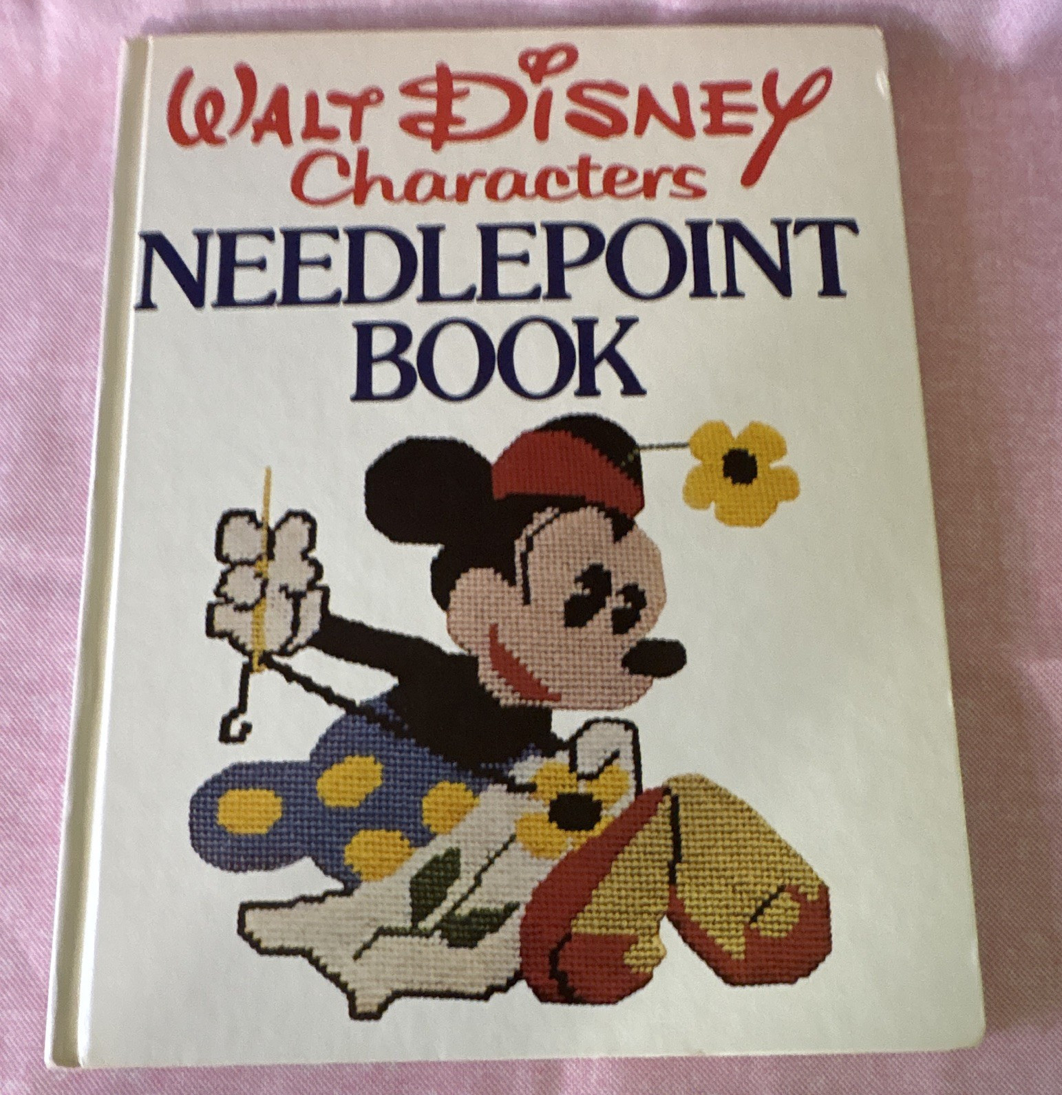 Vintage 1976 Walt Disney Characters Needle Point Hard Cover Book