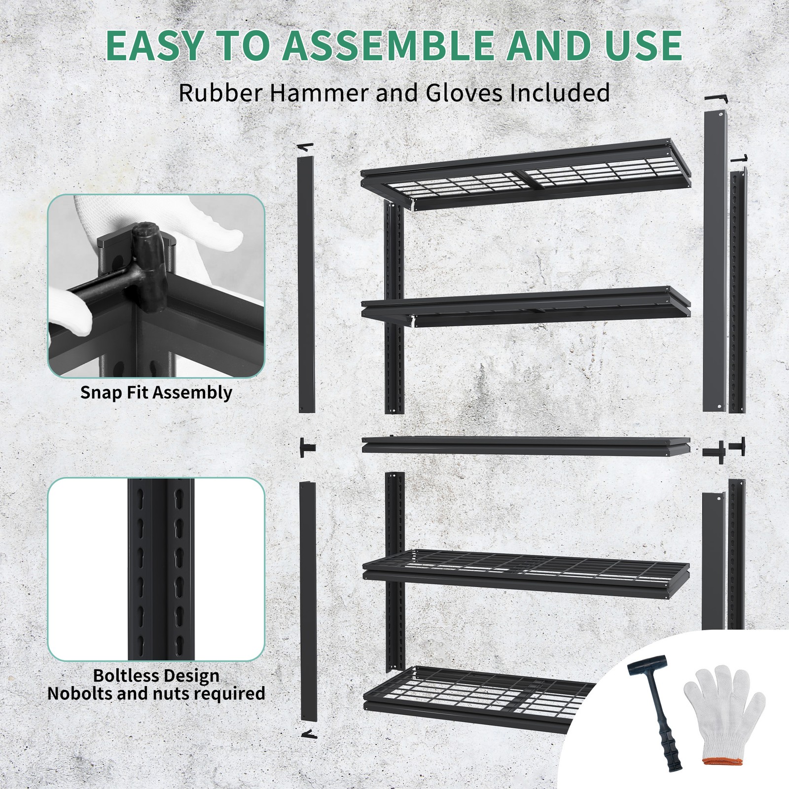 5-Tier Heavy Duty Metal Mesh Shelving 2000LBS Capacity Adjustable Storage Rack