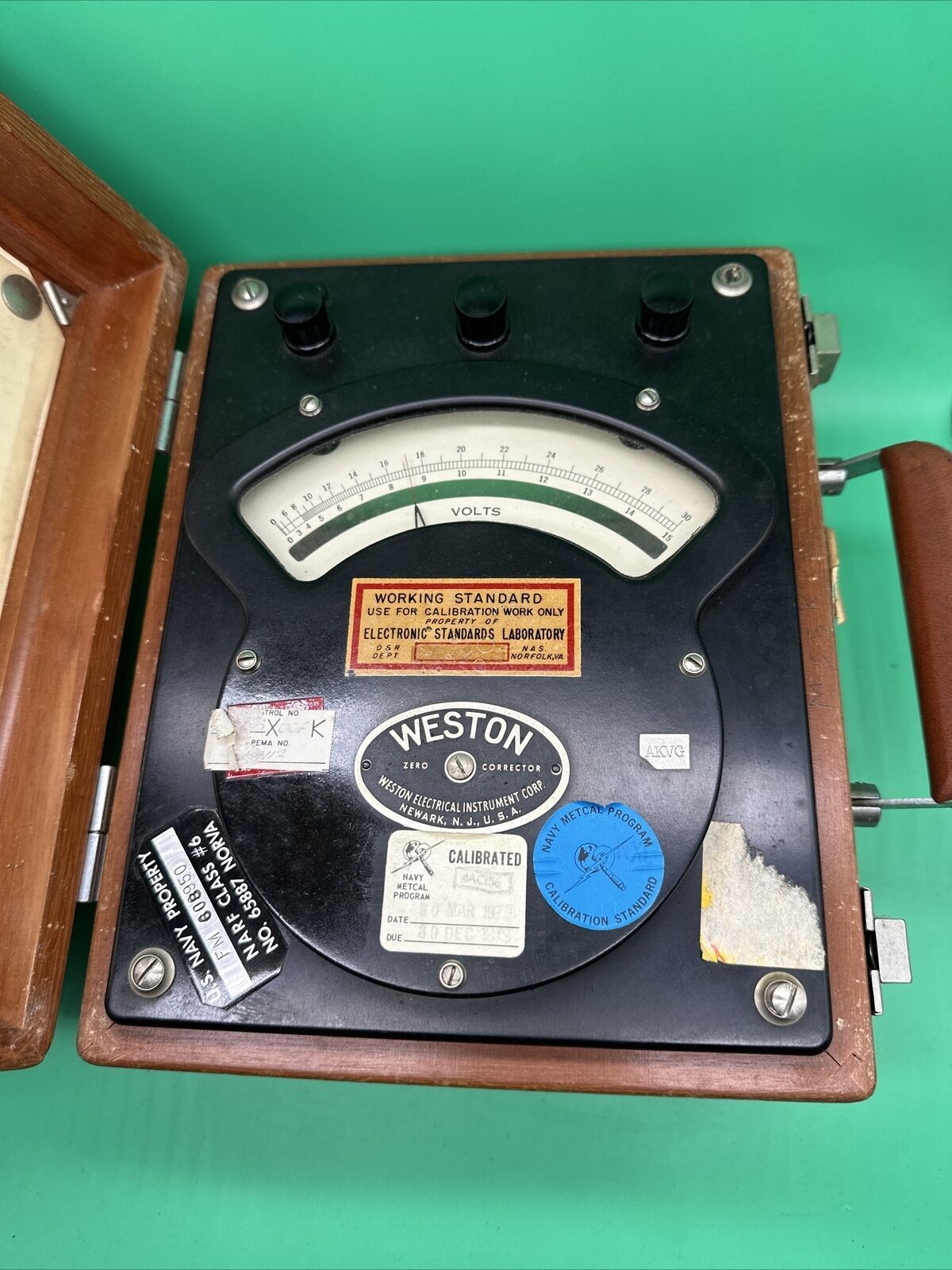 Vintage Antique Weston 1955 Model 341 AC Voltmeter/Original Wooden Case Working
