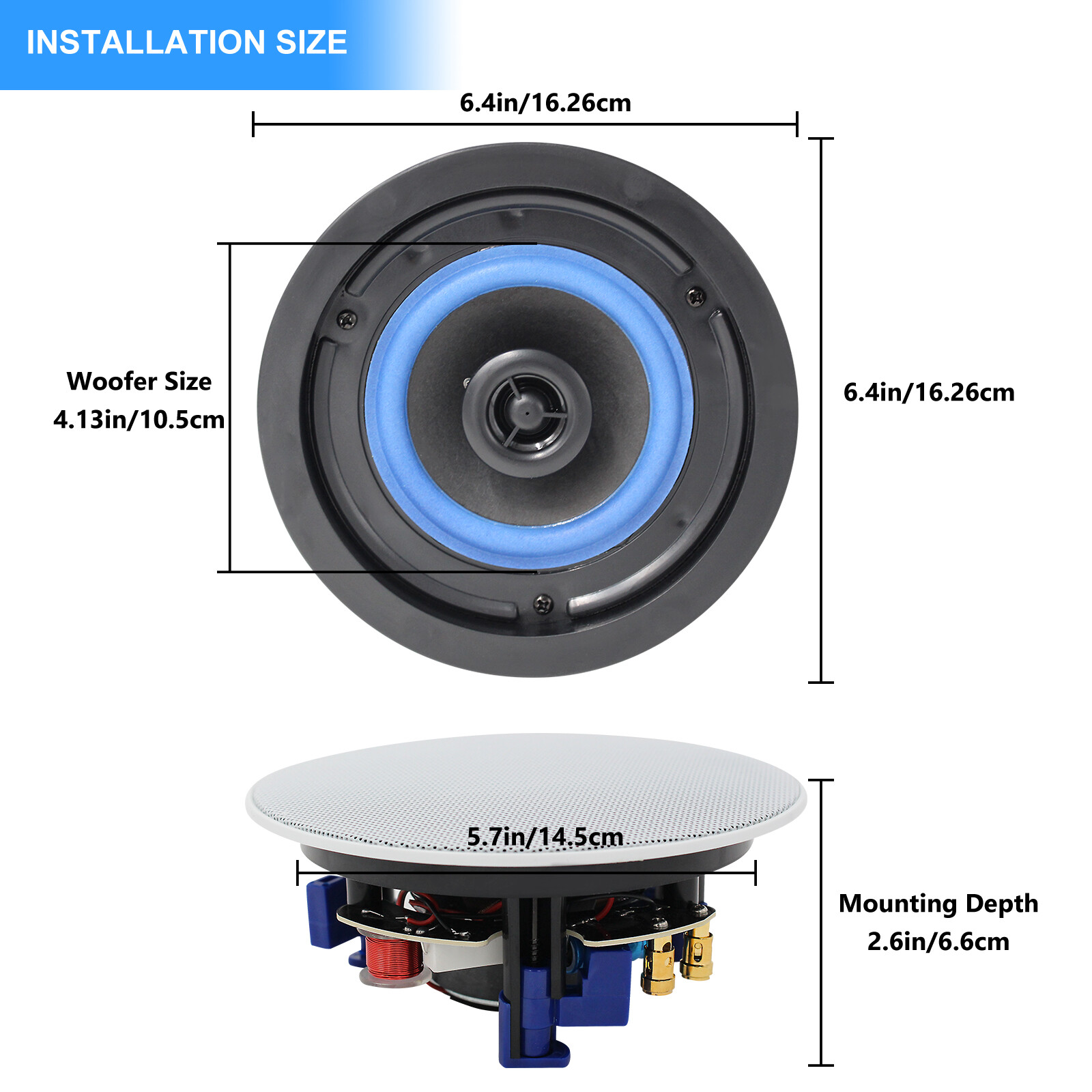 Herdio 4 Pack 4” Ceiling Speakers 320Watts - Flush Mount Easy Installation
