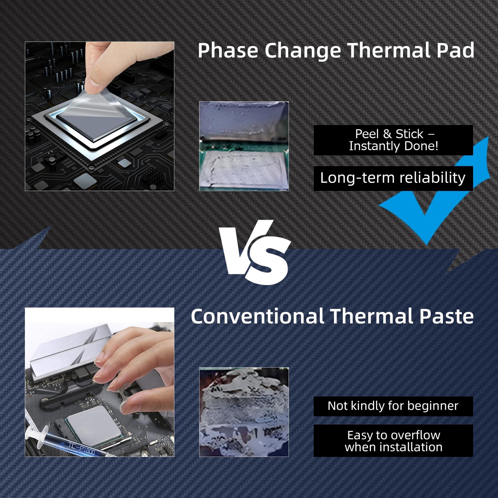 2 Pack PTM7950 Phase Change Thermal Pads 40x80mm 0.2mm Cooling CPU GPU SSD