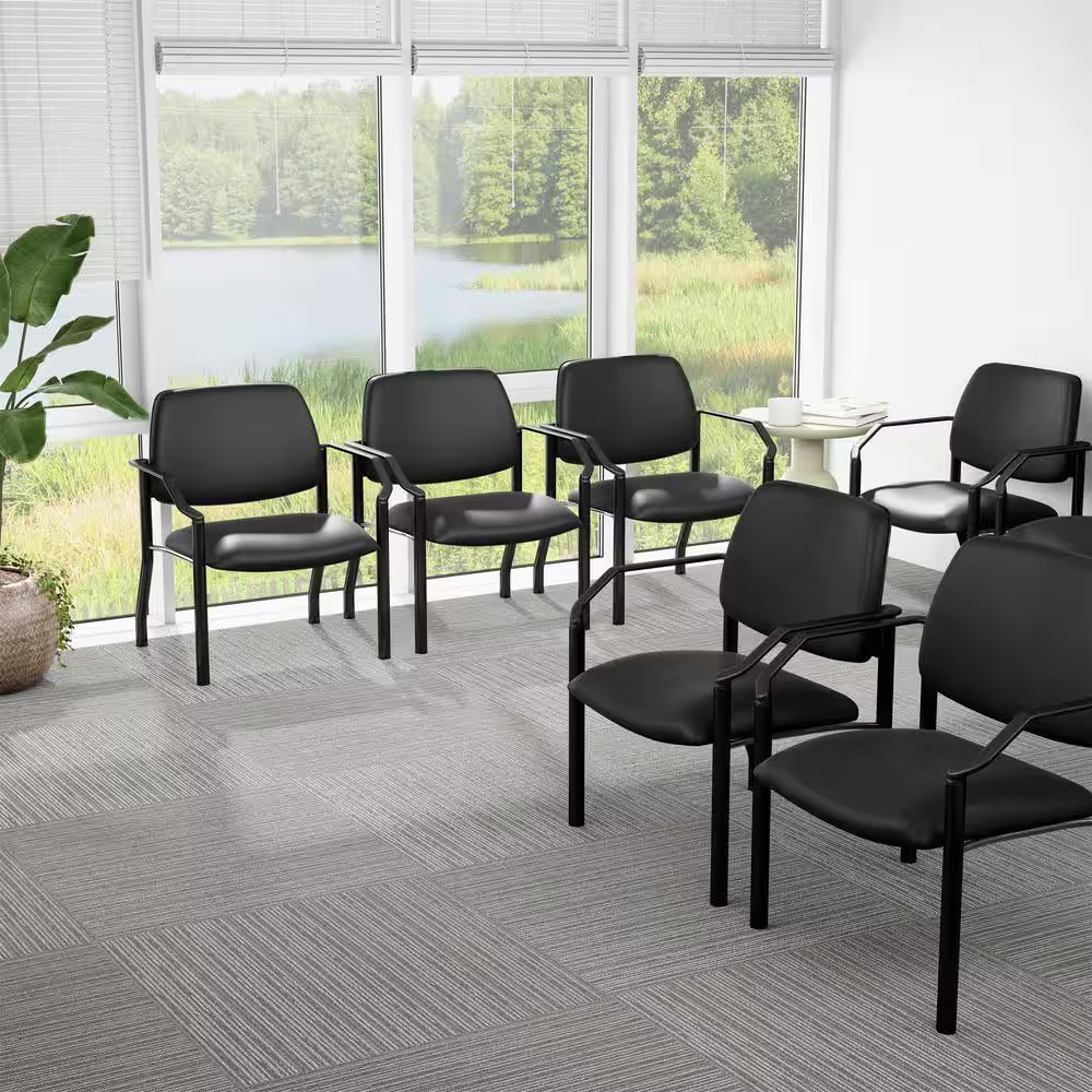BOSS Antimicrobial Vinyl Upholstered 500 Lbs. Capacity Guest Chair in Black with