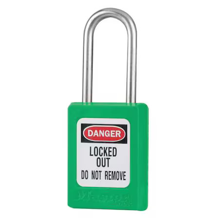 Master Lock S31grn Lockout Padlock, Keyed Different, Thermoplastic, Green, 1