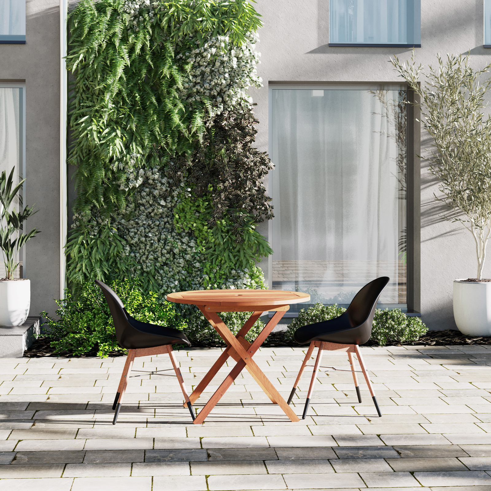 Amazonia Chatelus 3-Piece Outdoor Dining Set | Eucalyptus | Ideal for Patios