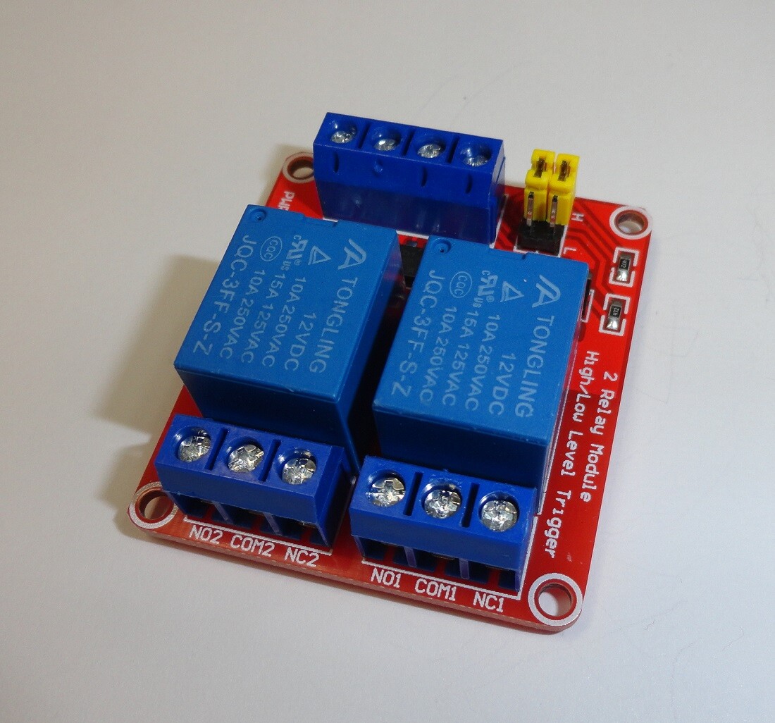 2-Channel 12VDC 10A Relay Board Optocoupler Isolation, Hi/Low Level Trigger, USA