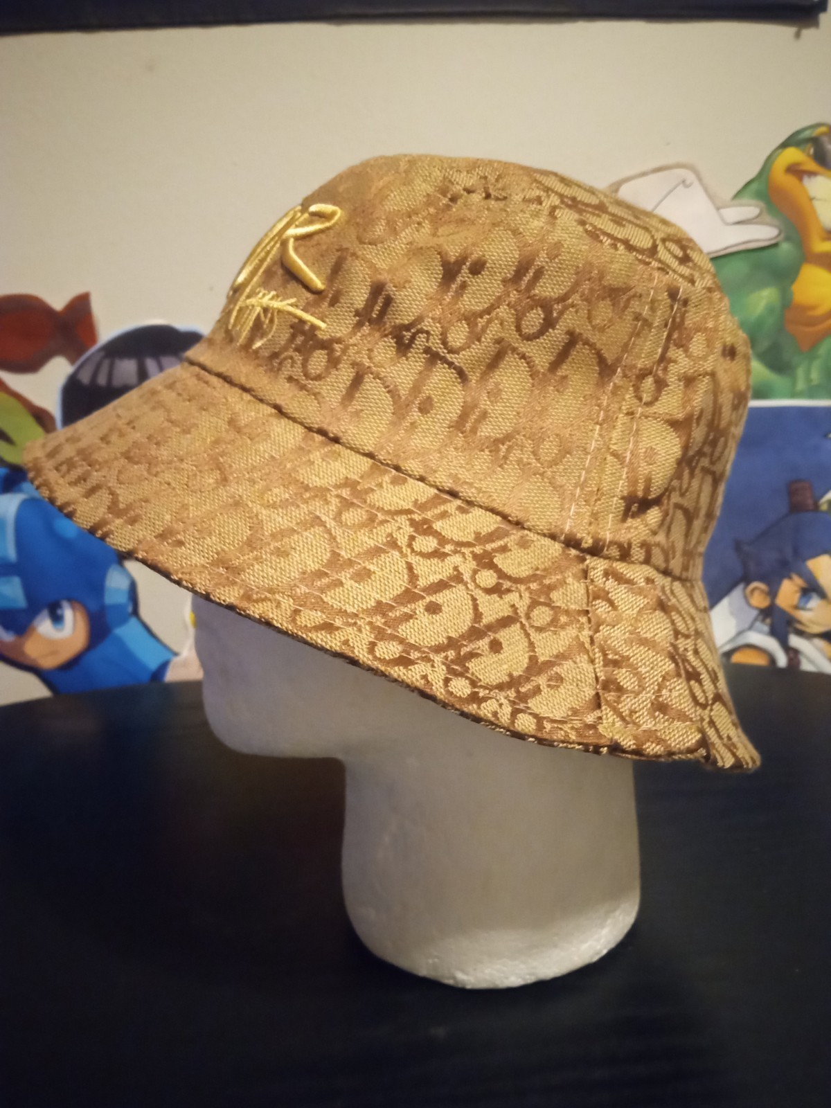 Christian Dior Sandy Khaki Brown Bucket Hat Cap Velvet Monogram Logos Design