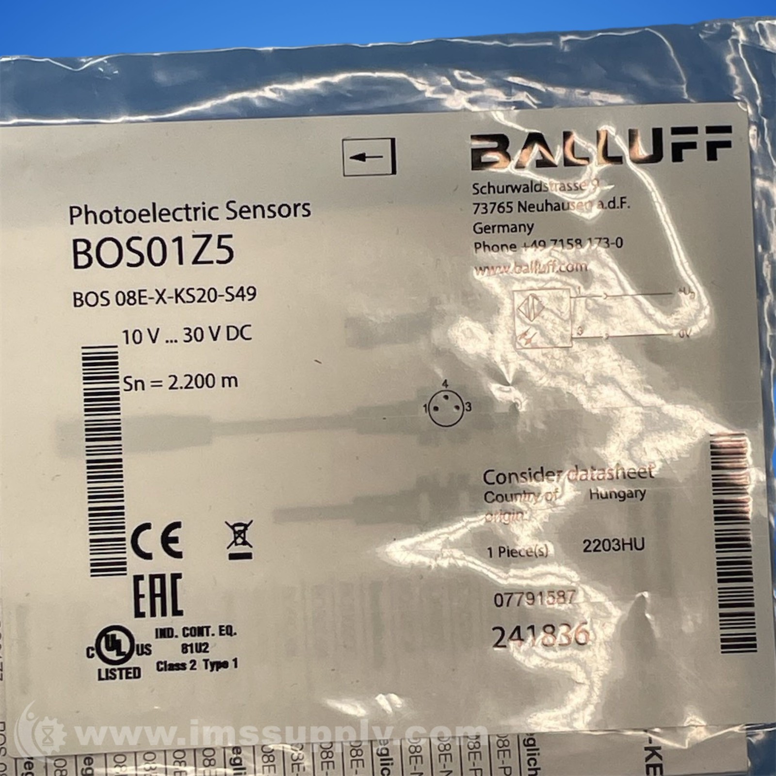 Balluff BOS01Z5 Through-Beam Sensor FNFP