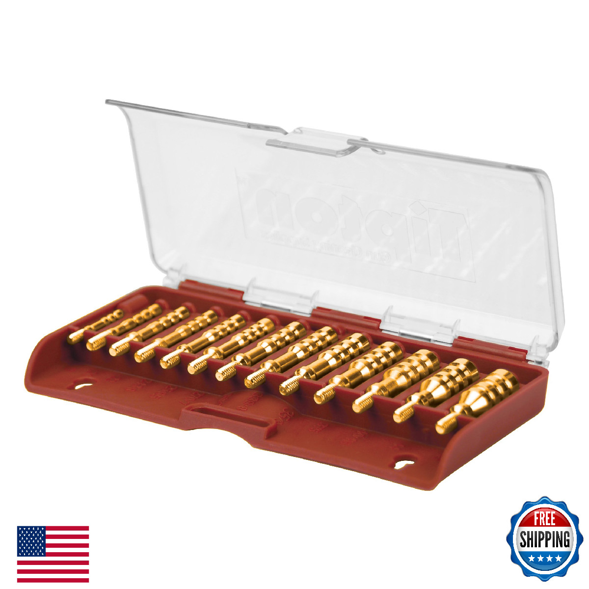 Tipton 13-Piece Brass Jag Set for Rifle Cleaning .17-.45 Cal w/ Case