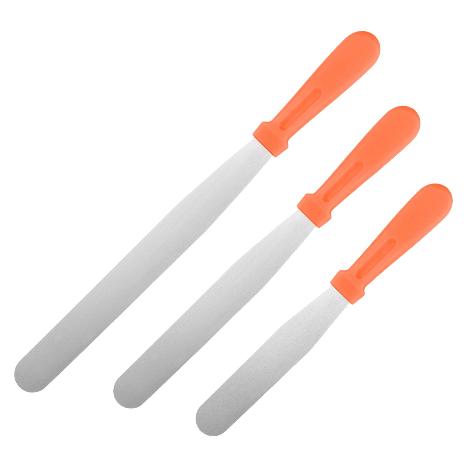 6, 8, 10" Cake Offset Spatula Set of 3 Orange (Straight Handle)