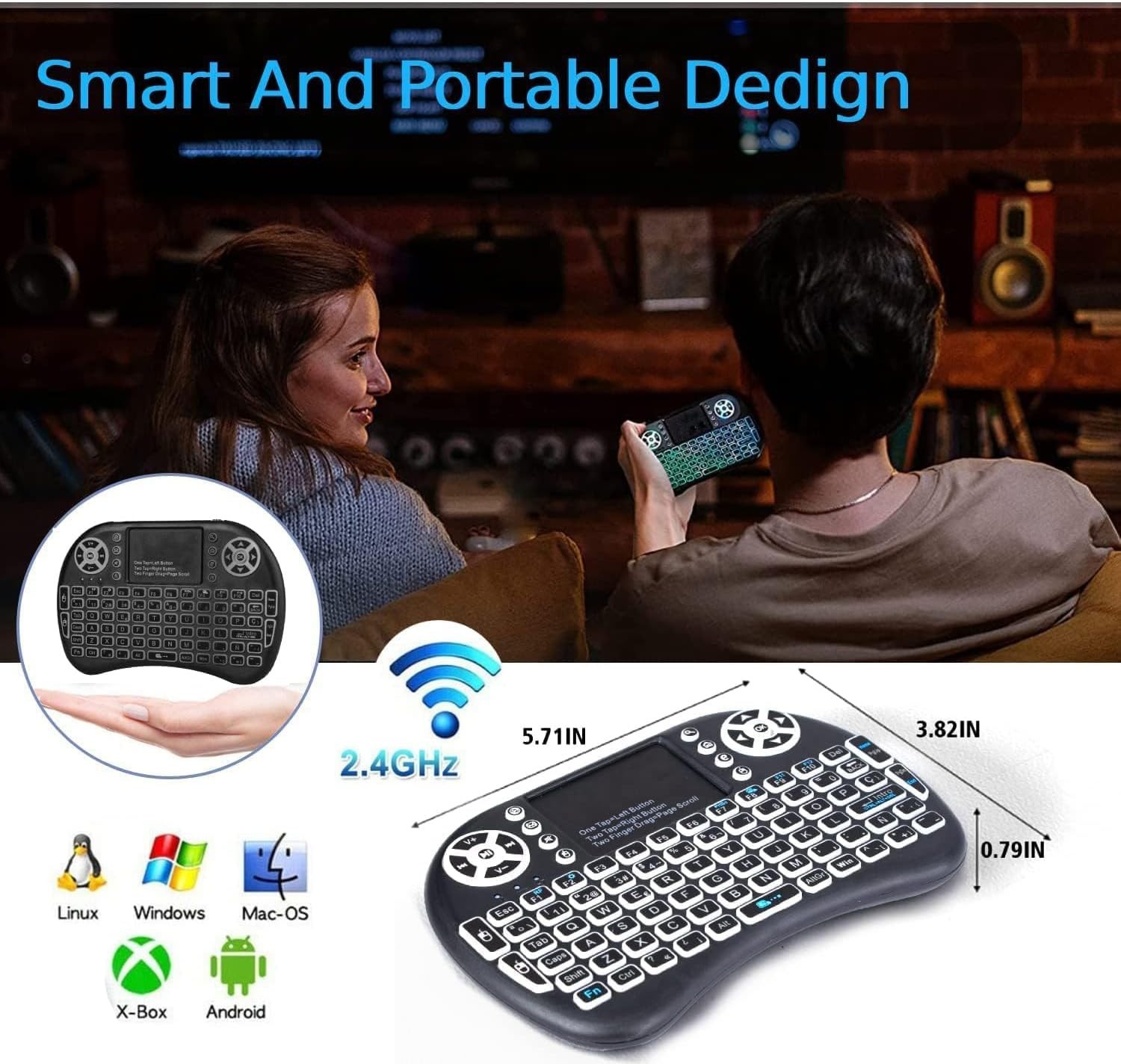 Rechargeable Wireless Mini Keyboard with Touchpad – Perfect for Multi-System Use