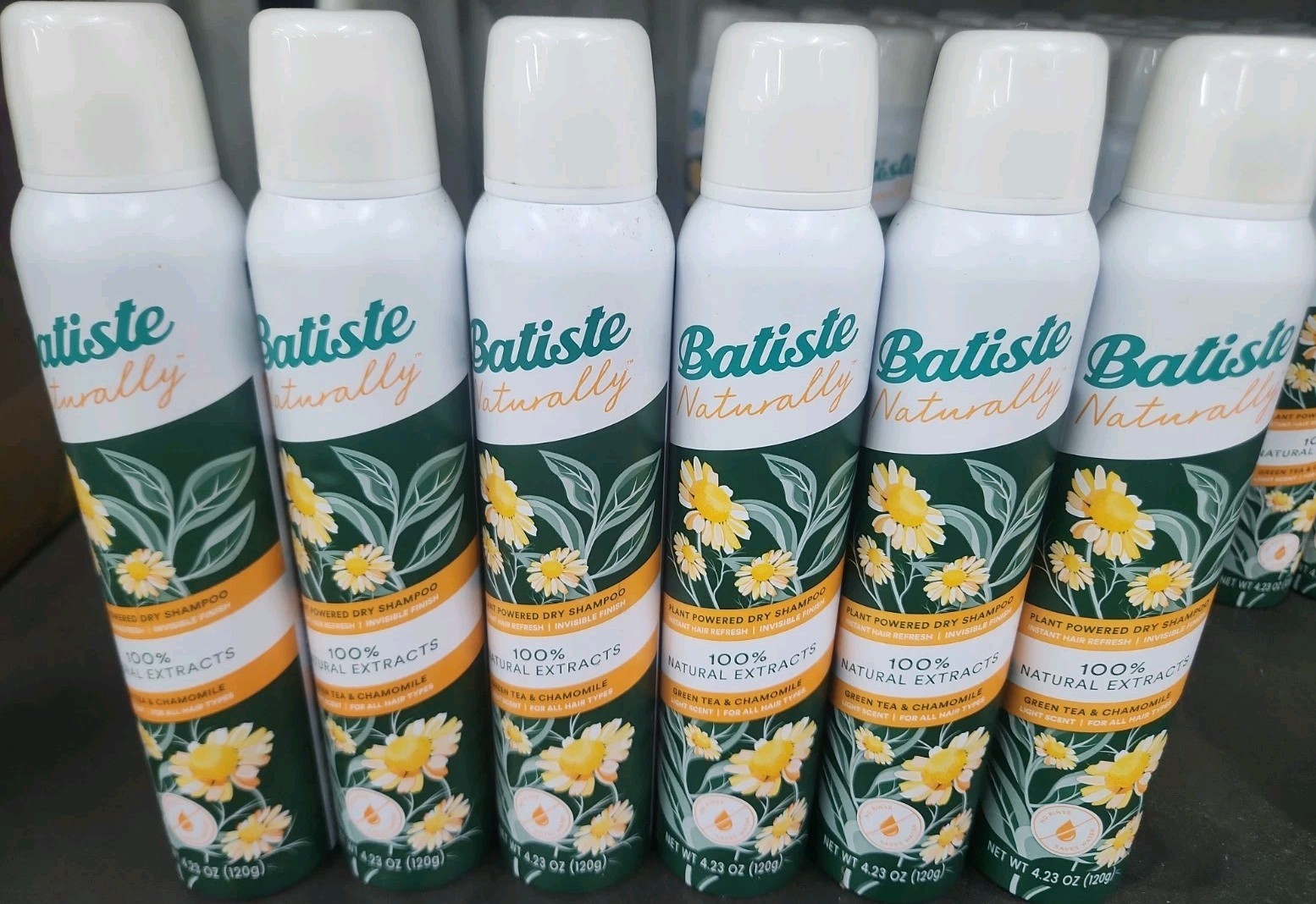 6ct BATISTE  Naturally Plant Powered Dry Shampoo Green Tea And Chamomile 4.23 oz