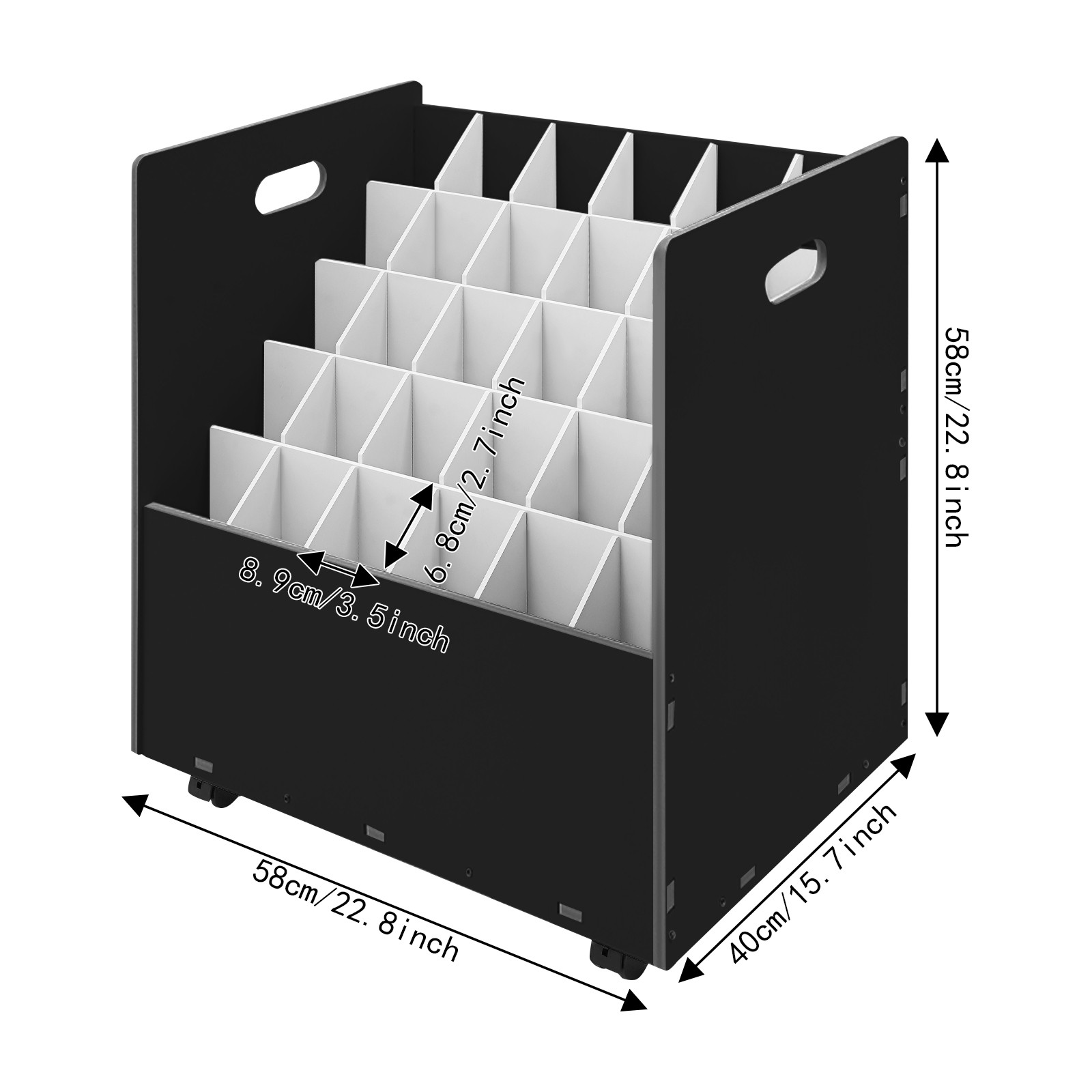 Mobile Roll File Storage Rack, Roll Files Storage Cabinet with Wheels, 30 Slots