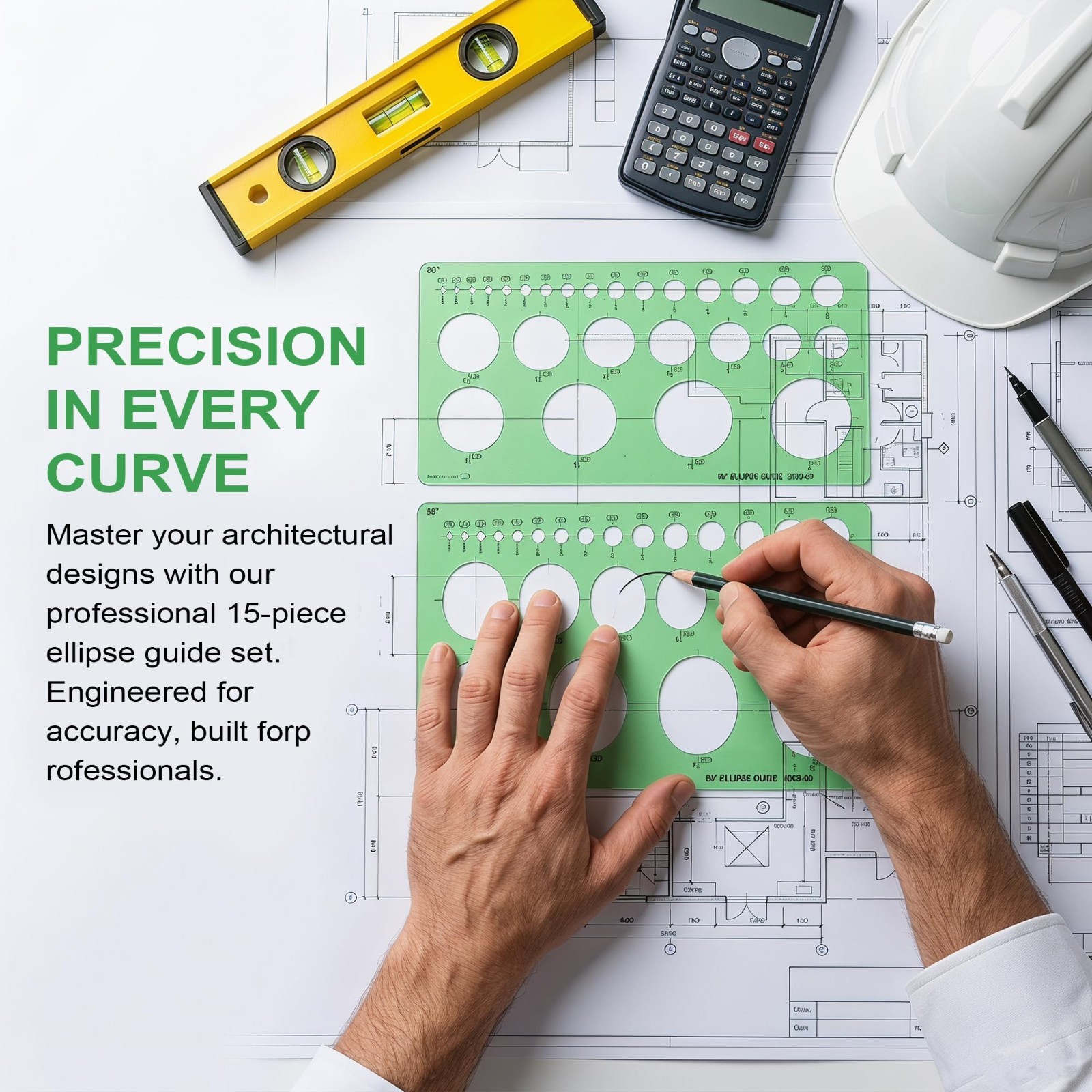 15 PCS Circle & Oval Template Set - Plastic Measuring Tools for Drafting, Storag