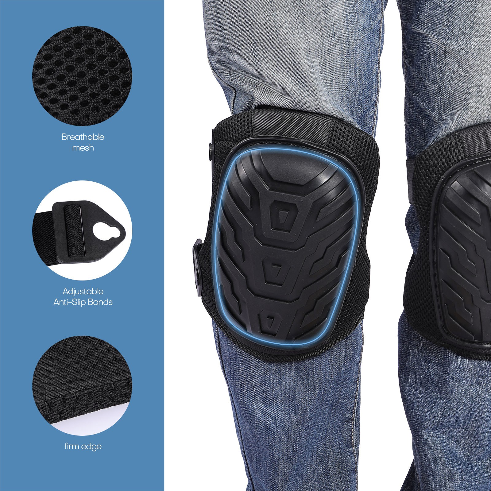 1 Pair Hard Shell Knee Pads with Thick Foam Padding for Construction Floor Work
