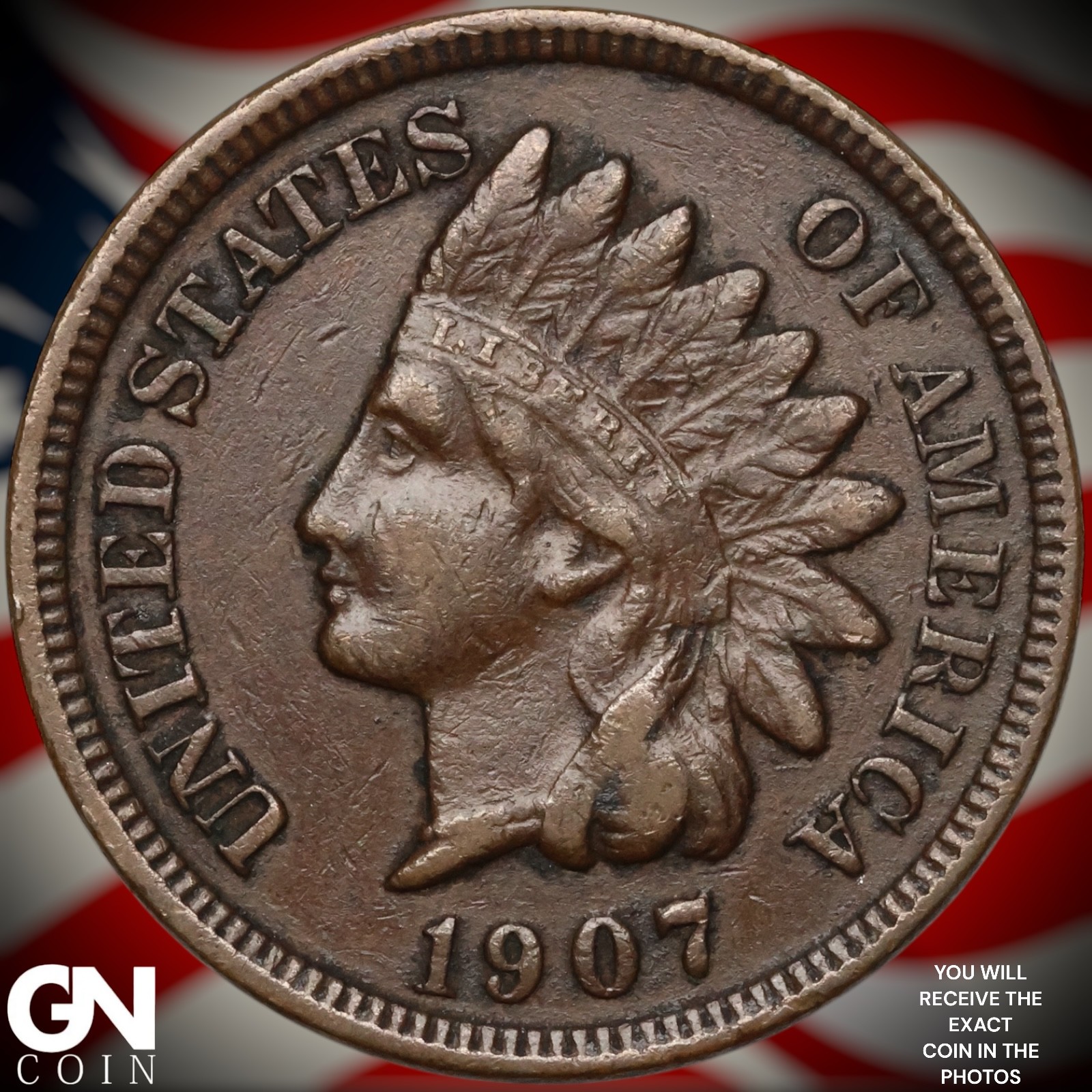 1907 Indian Head Cent Penny A8528