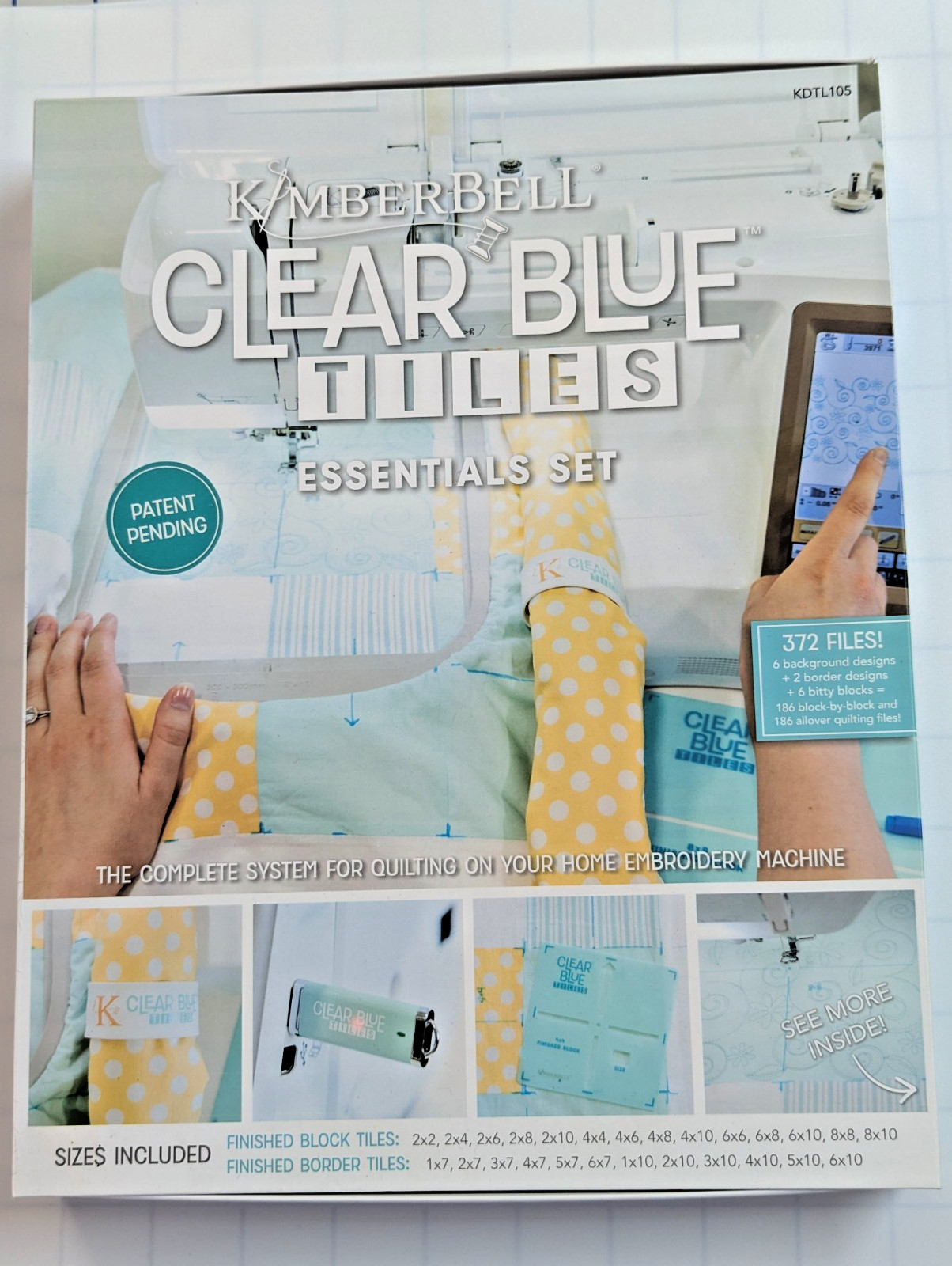 NEW KIMBERBELL CLEAR BLUE TILES ESSENTIAL SET FOR MACHINE EMBROIDERY QUILTING