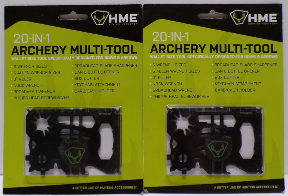 Lot of 2 HME 20-IN-1 Archery Multi-Tool Wallet Size