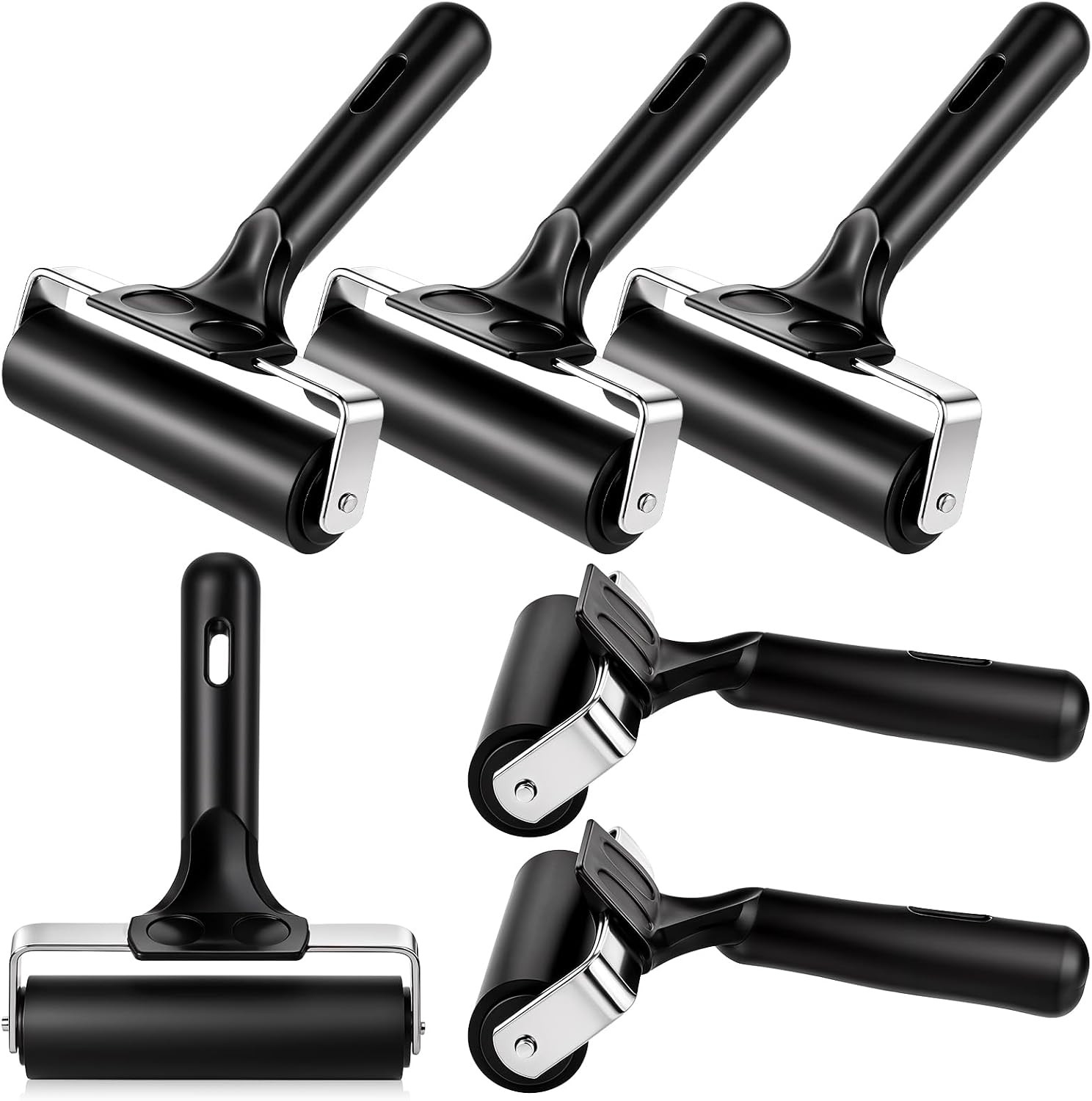 6 Pcs 4 Inches Rubber Roller, Brayer Roller Printmaking Brayer Black for Gluing