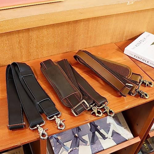 Polare Full Grain Leather Adjustable Replacement Shoulder Strap with Dark Brown