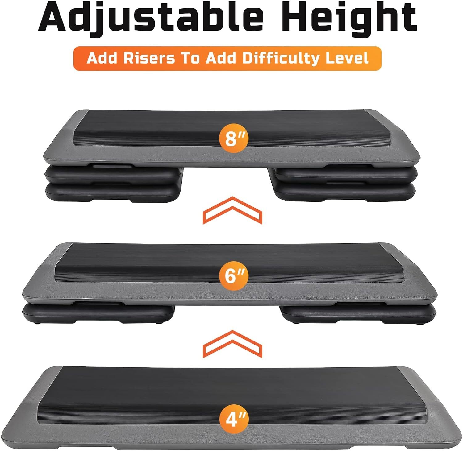 2PCS 43'' Aerobic Step Platform Adjustable Exercise Workout Stepper w/4 Riser