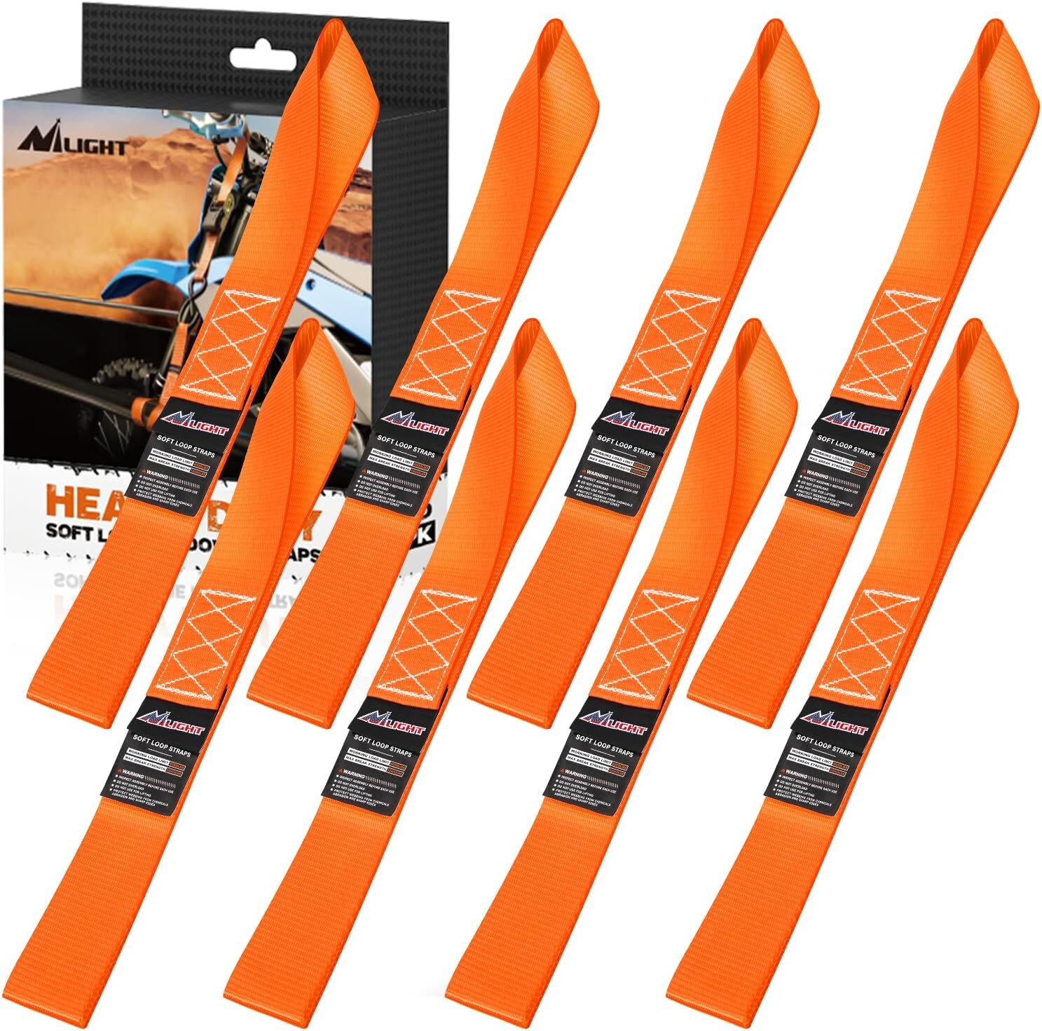 Nilight Soft Loop 1.7????17" Motorcycle Tie Down Straps Orange Red Yellow Green