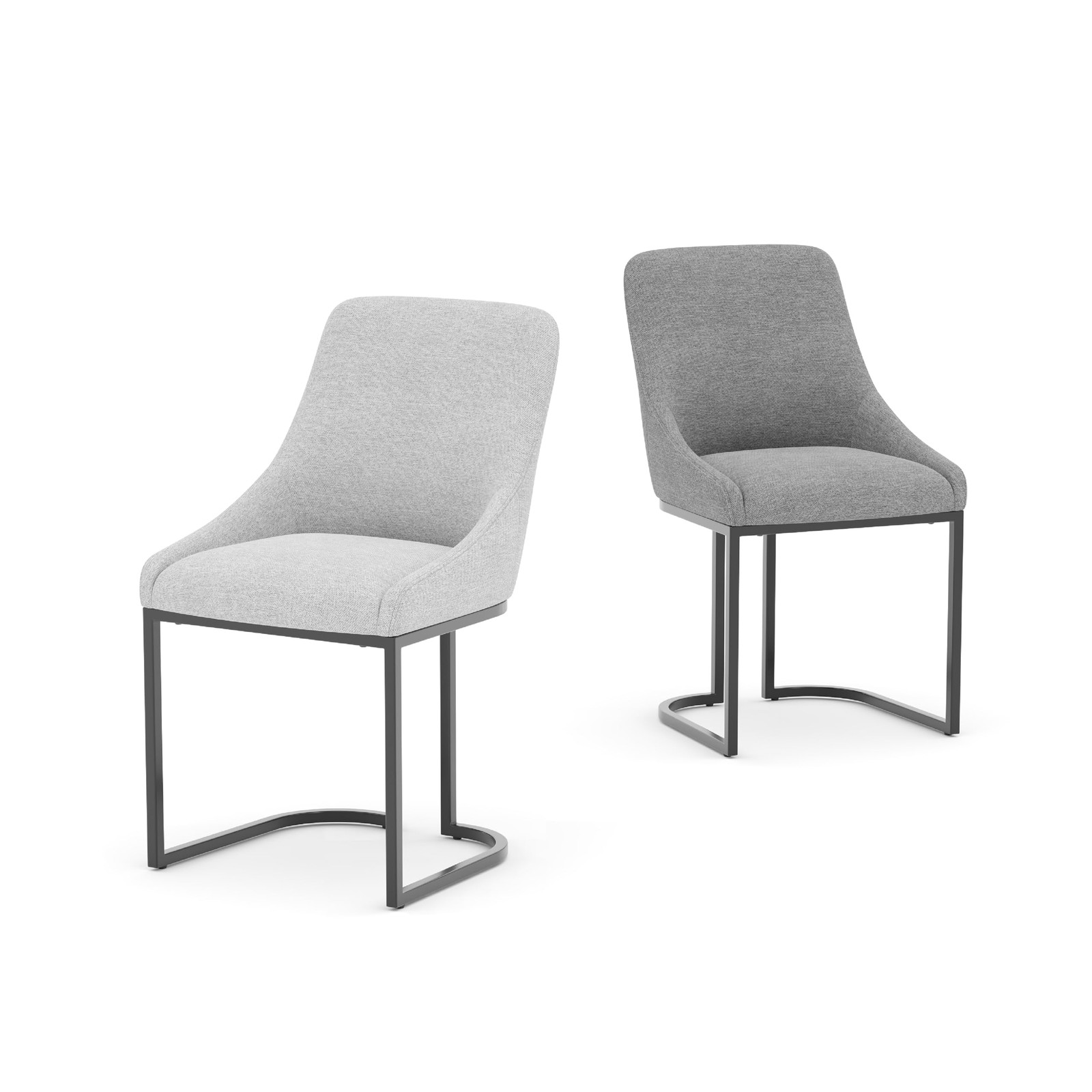 4 Fabric Upholstered Dining Chairs U-Shape Backrest Light Gray