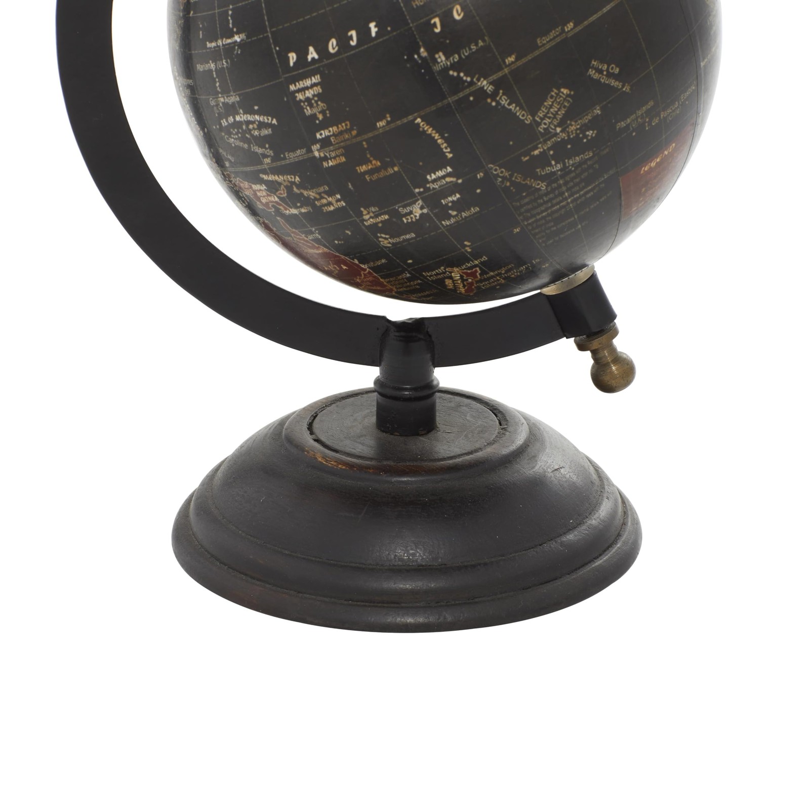 Mango Wood Globe, 6" x 5" x 9", Black