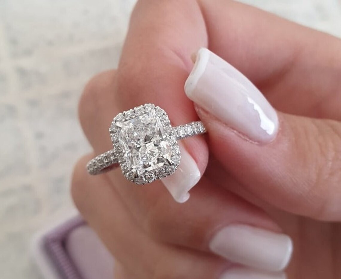 Radiant Cut 3.60Ct White Diamond Lab-Created Engagement Ring 925 Sterling Silver