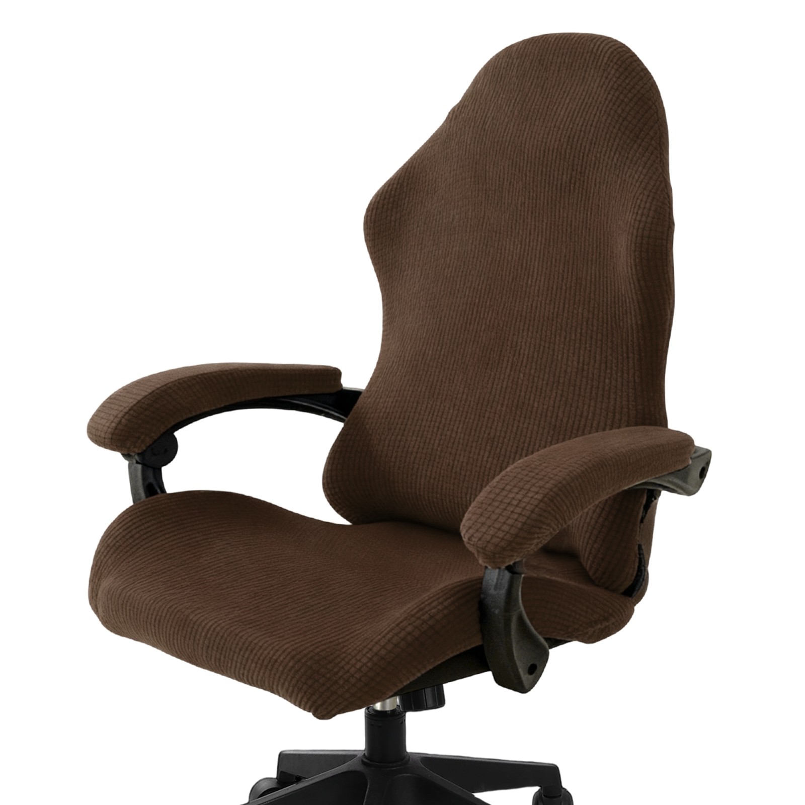 1Set Office Chair Cover, Desk Chair Cover with Armrest Covers, Dark Brown