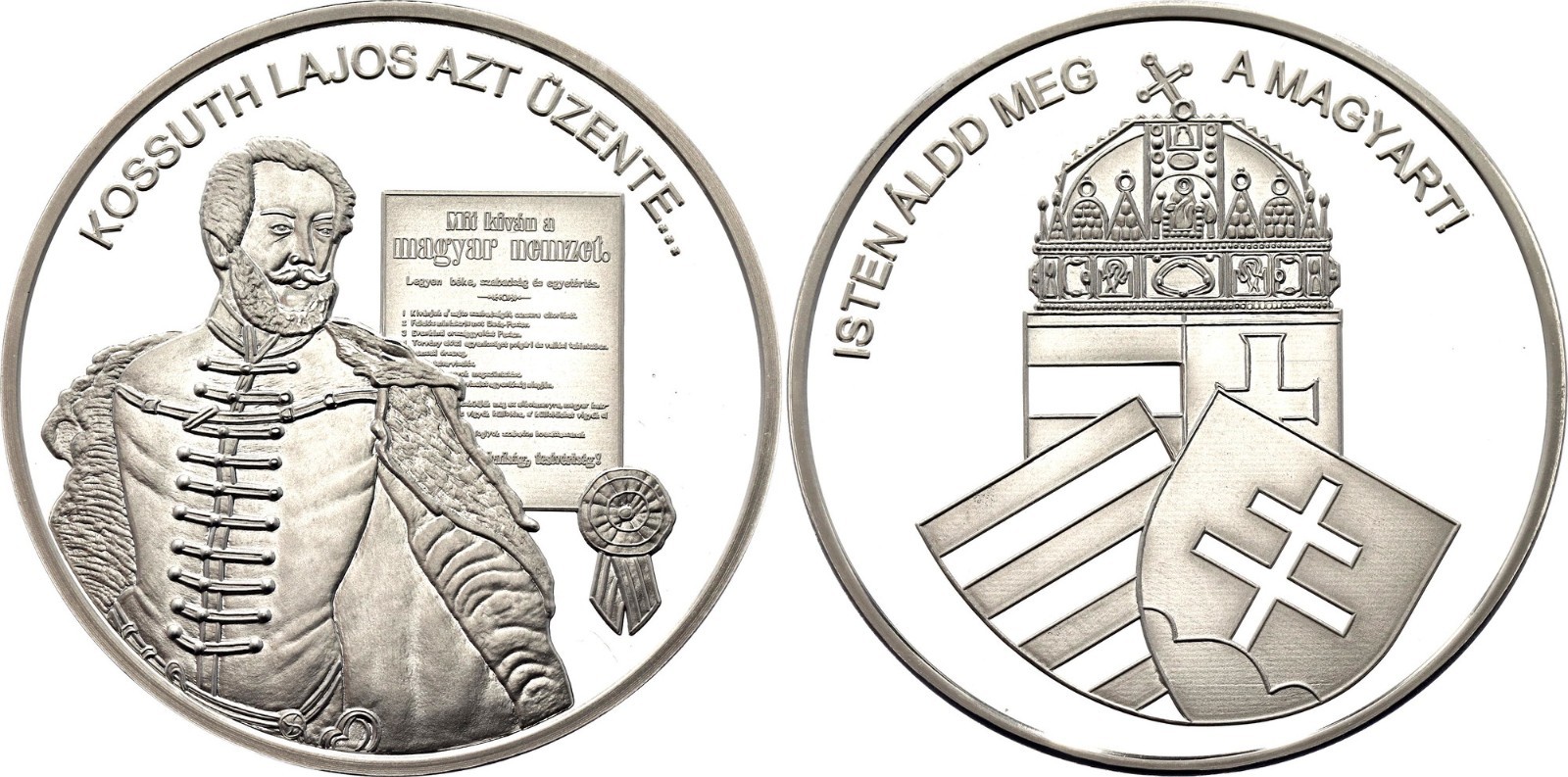 HUNGARY , SILVER MEDAL OF KOSSUTH LAJOS 21 ST CENTURY (SU-R9) , RARE
