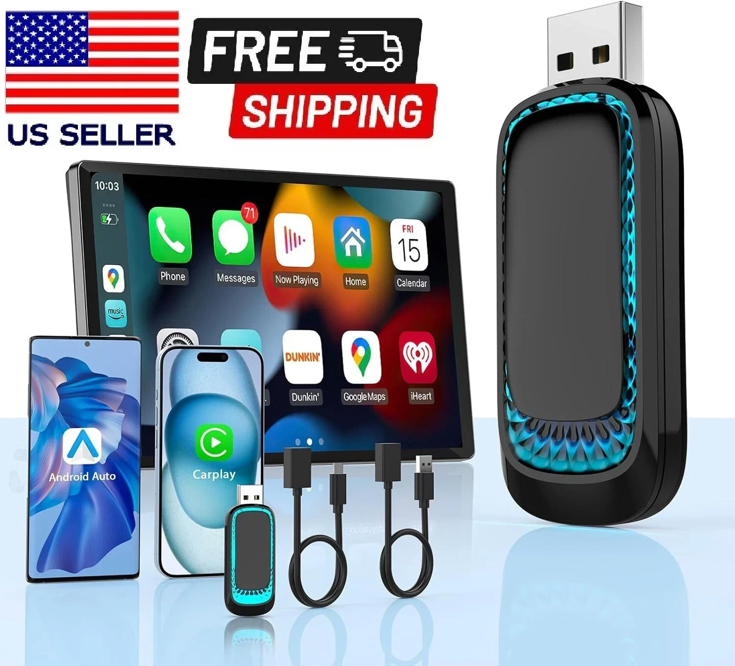 Android Auto Wireless Adapter & Wireless CarPlay Adapter-Mini USB CarPlay Wirele