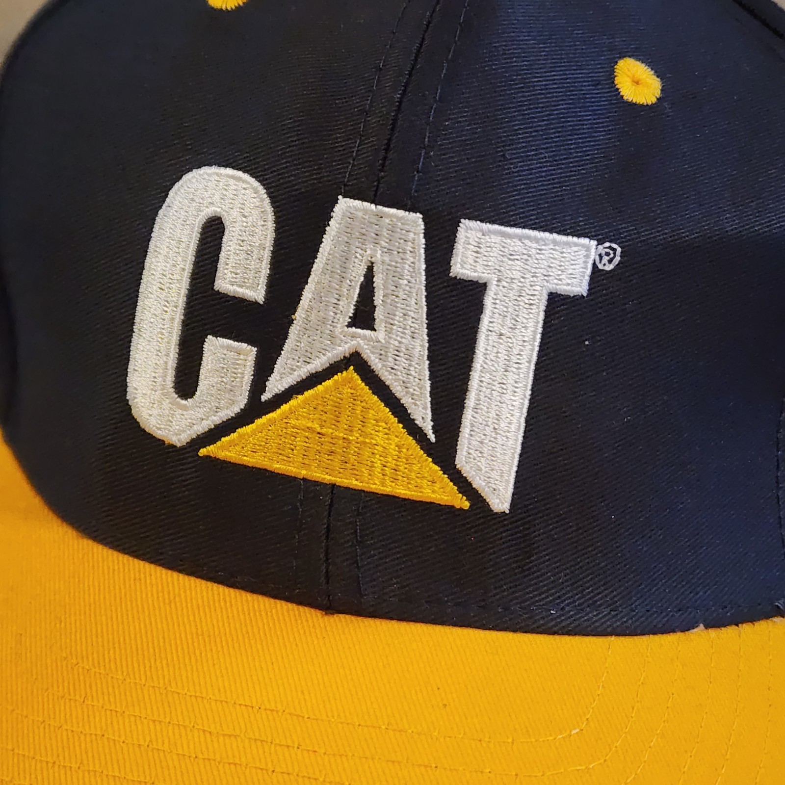 CAT Caterpillar Snapback Hat Company Logo Cap Yellow And Black