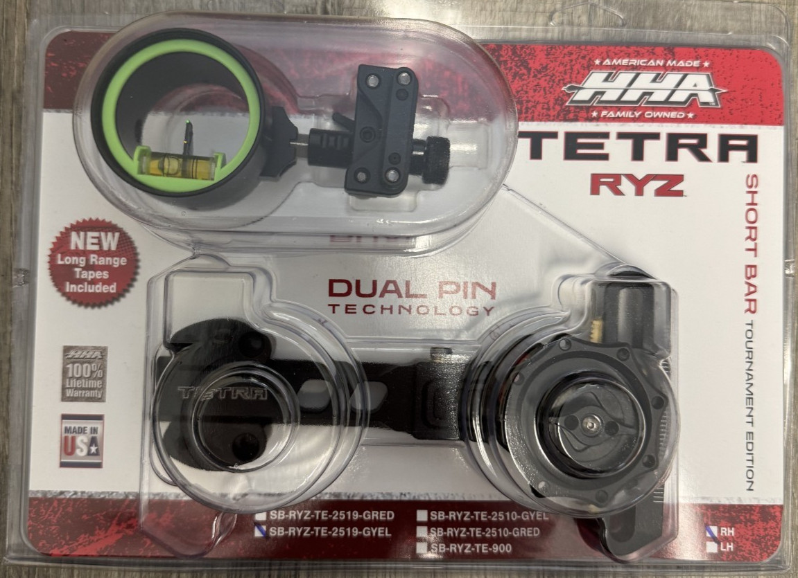 HHA Tetra RYZ Tournament Edition Short Bar Dual Pin .019 Green Yellow RH New