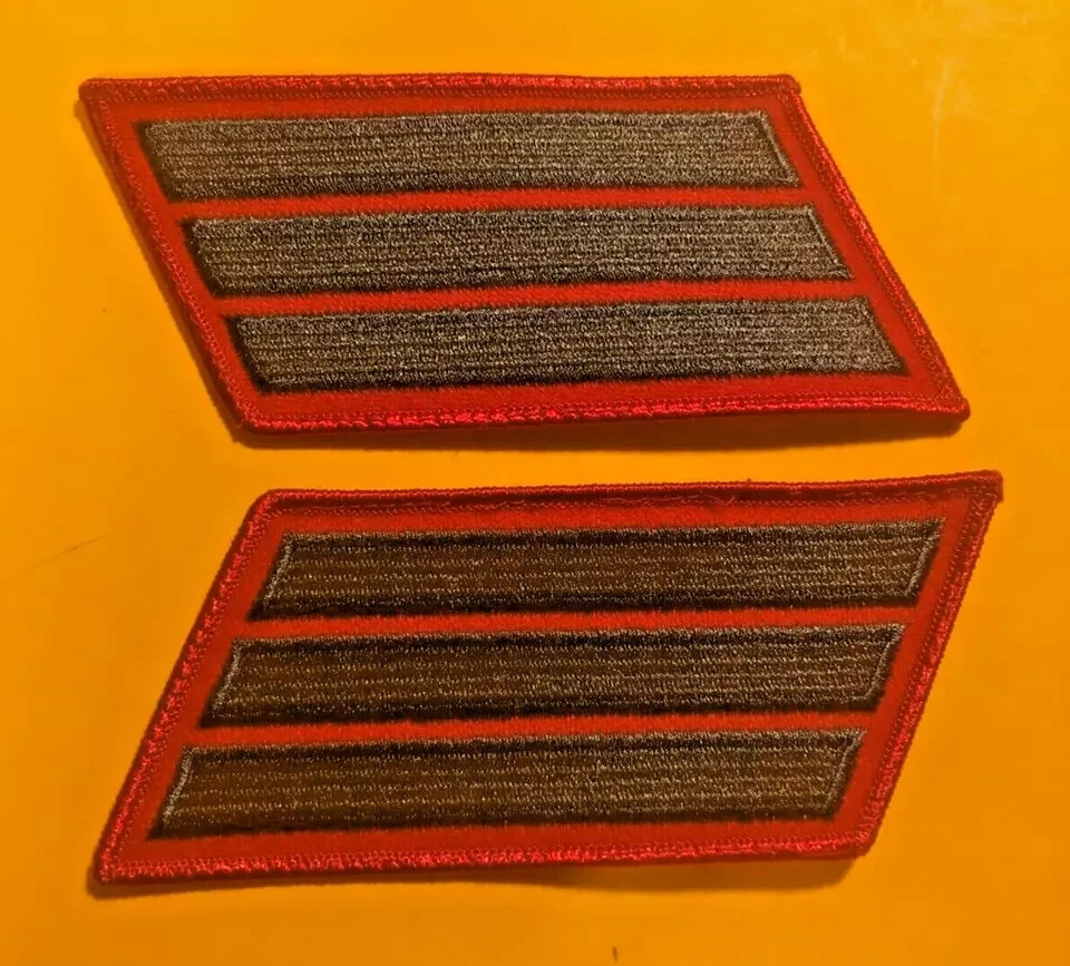 Military USMC Service Strips 3 Bars Male Green Red Patch Unit K774