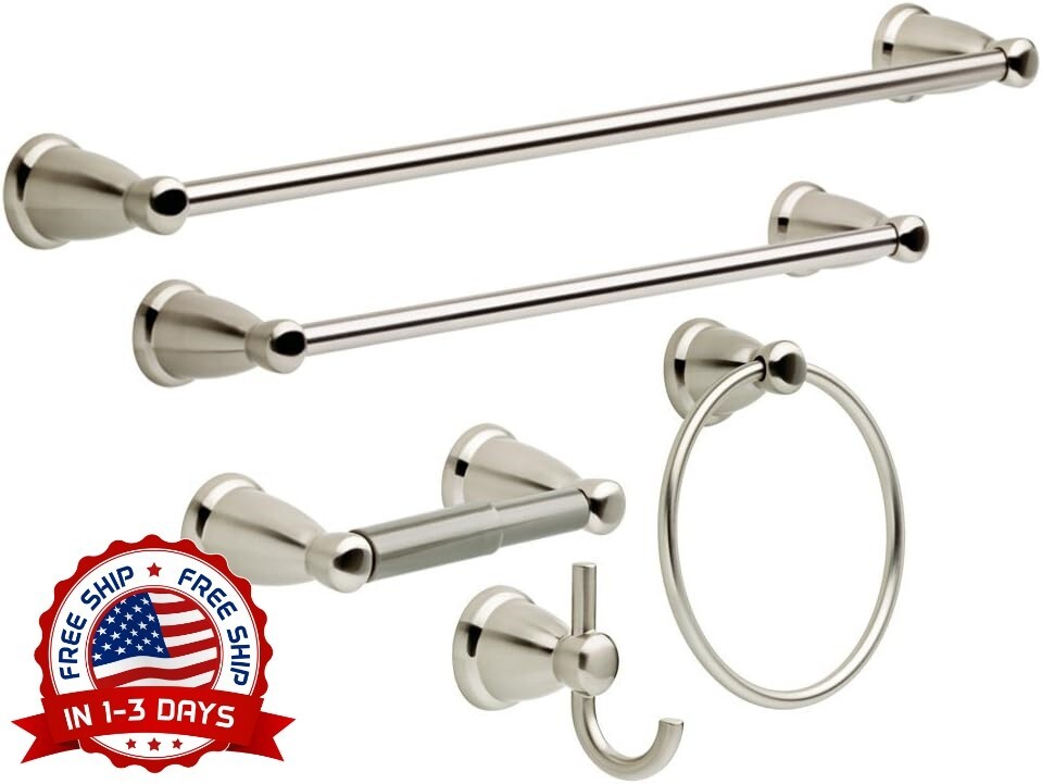 Juego De Accesorios De Baño De Níquel Cepillado De Metal 5 Piezas 18"-24" NEW US