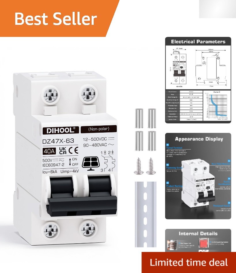 Compact and Durable 2 Pole 40A Solar Disconnect Switch for RV and Home Circuits