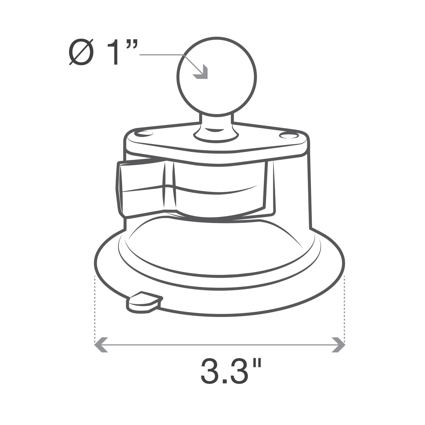 RAP-B-224-1U RAM Twist-Lock Composite Suction Cup Base wit...